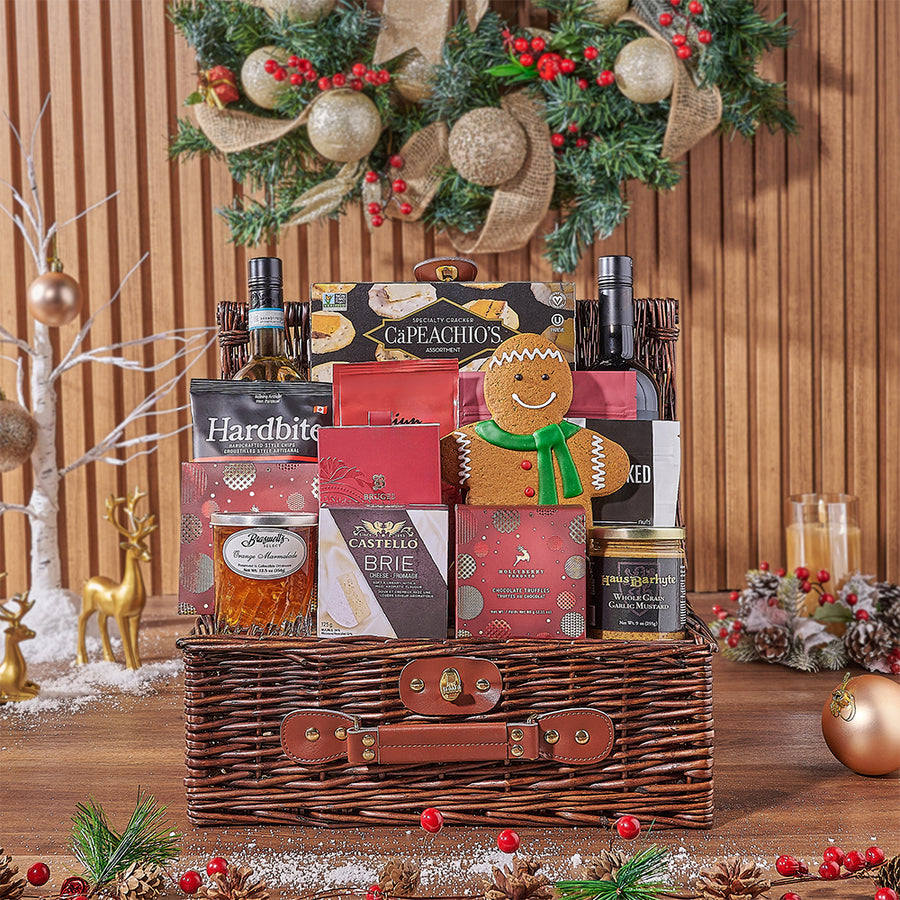 Ample Holiday Wine & Treats Basket, christmas gift, christmas, wine gift, wine, holiday gift, holiday, Rhode Island Delivery