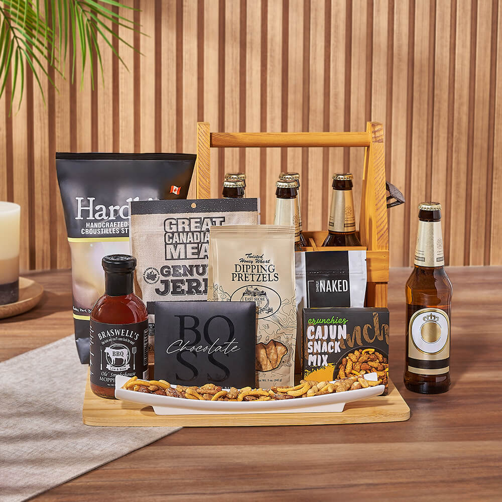 Artisan Beer and Snack Wood Carrier – how the gift is presented