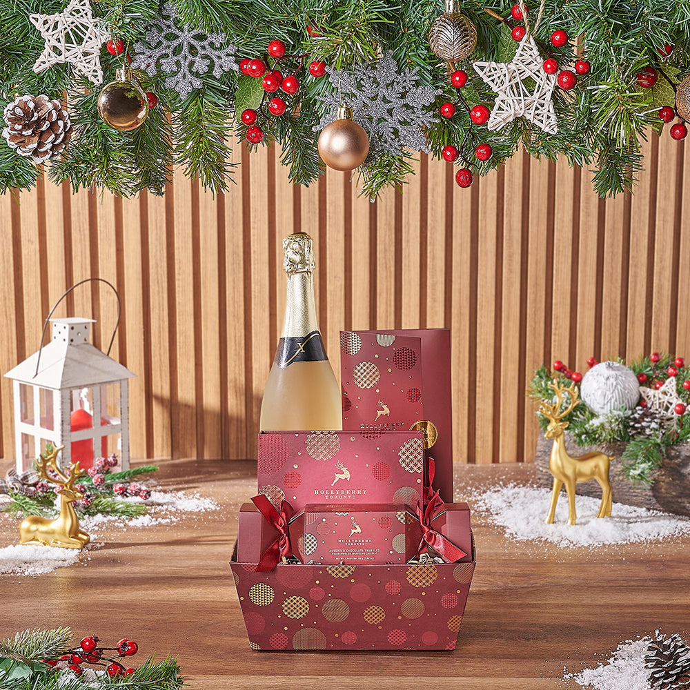Christmas Sparkling Wine Gift Set – how the gift is presented