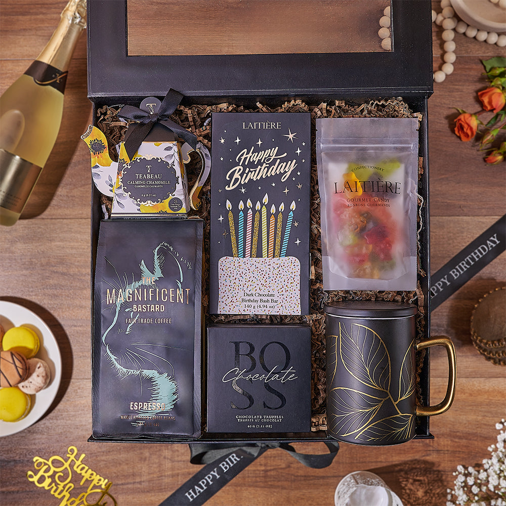 Birthday Gourmet Coffee Gift Basket – how the gift is presented