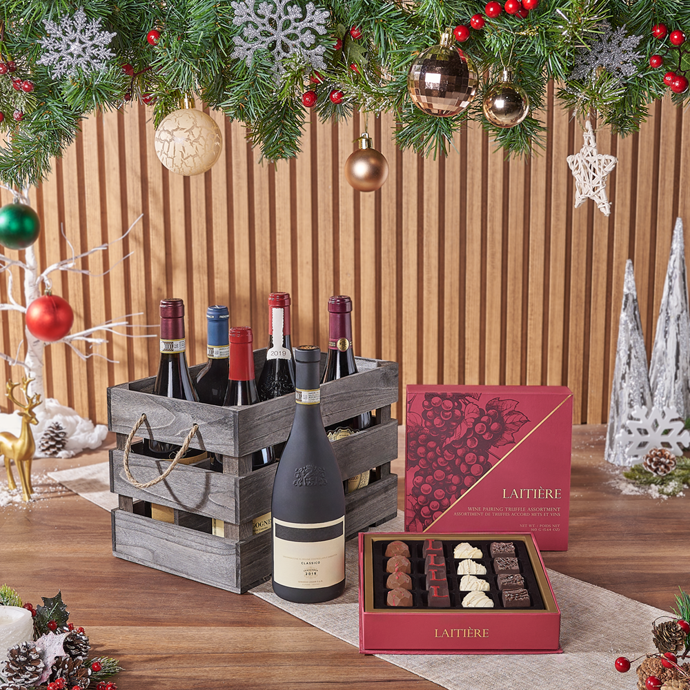 Vintage Wine and Truffle Gift – how the gift is presented