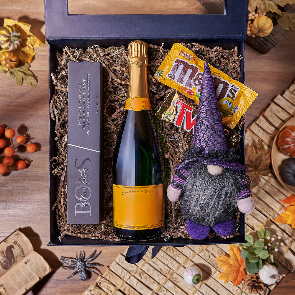 Halloween Sparkling Wine and Plush Gift – how the gift is presented