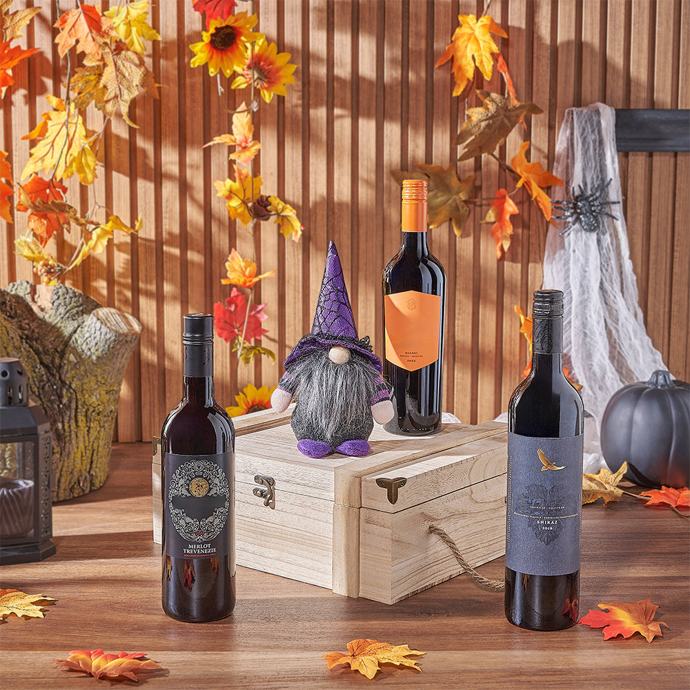 Halloween Three-Bottle Wine Box – how the gift is presented