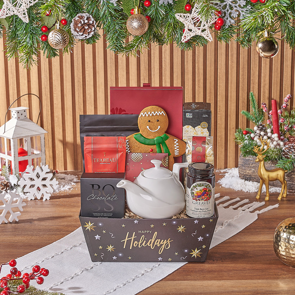 Holiday Chocolate Truffles and Tea Tray – how the gift is presented