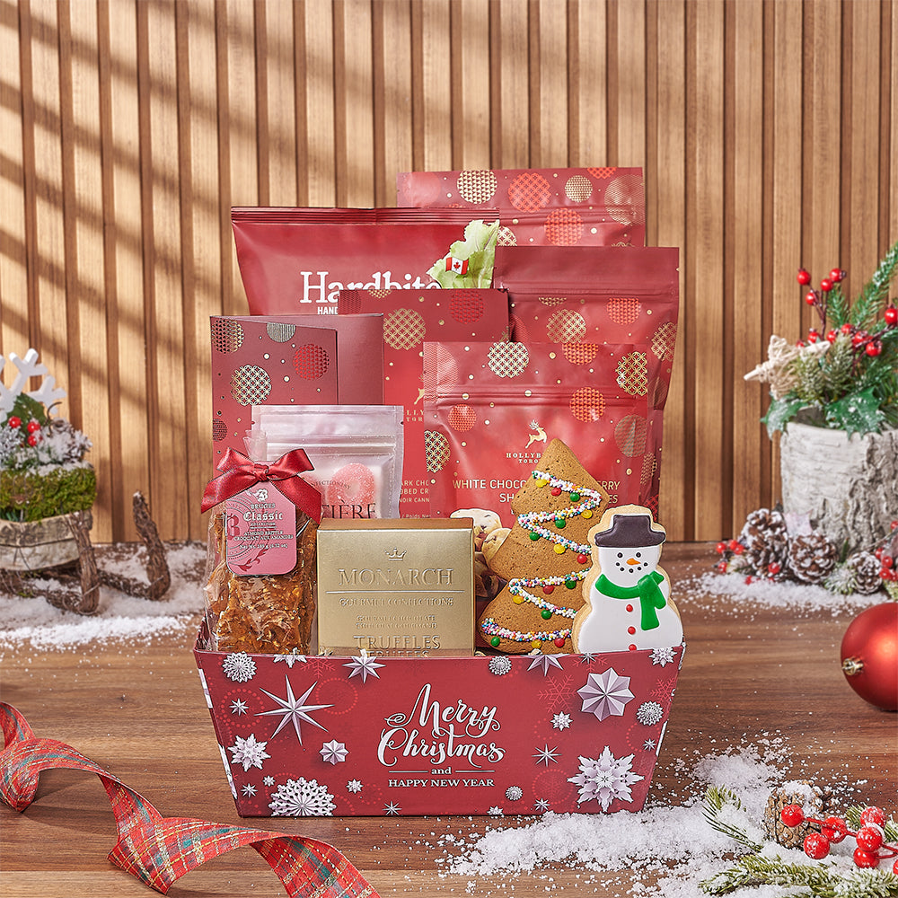 Winter Holidays Snack Gift Basket – how the gift is presented
