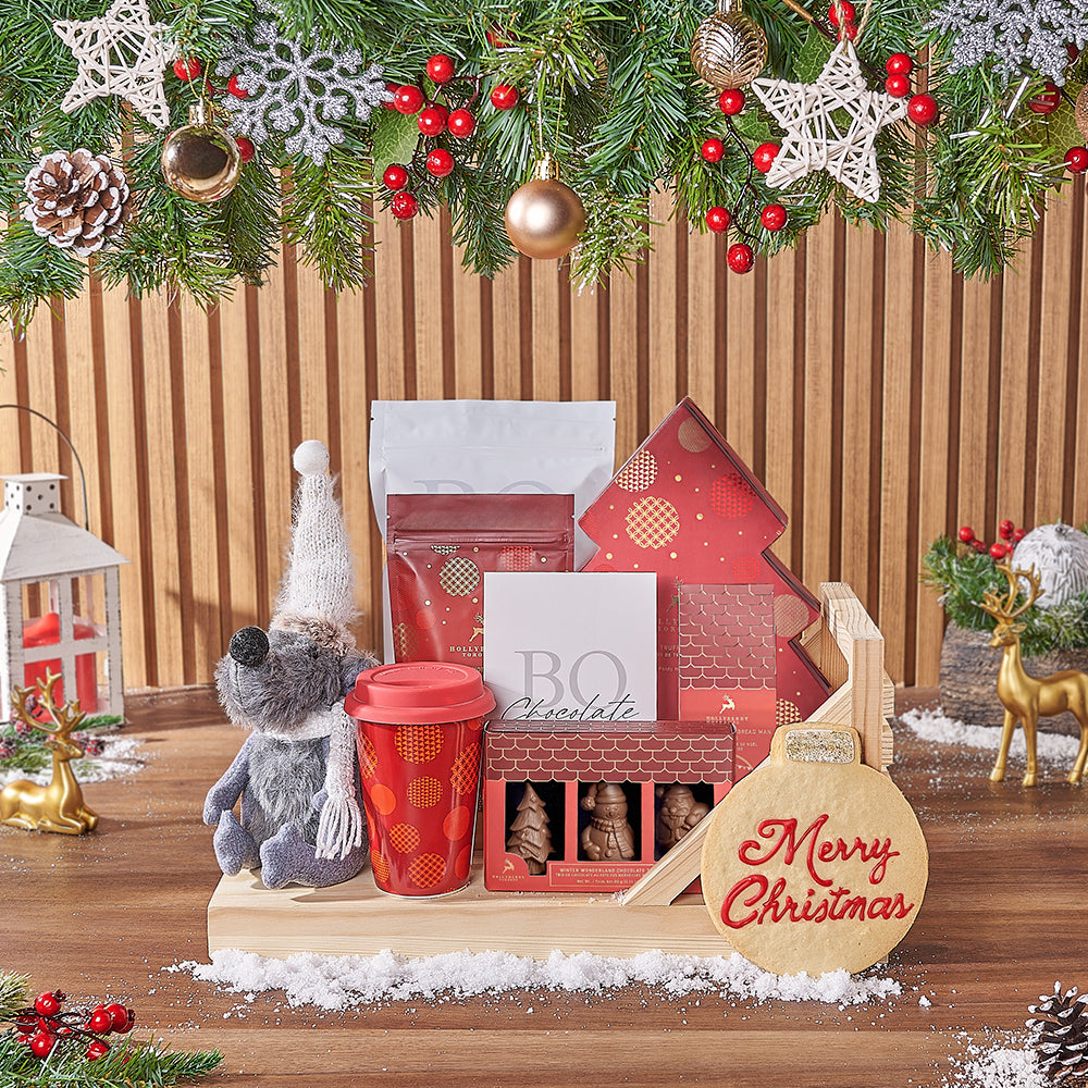 Wooden Sled Holiday Chocolate Basket – how the gift is presented