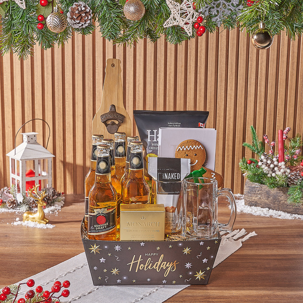 Festive Beer Gift Tray with Tankard – how the gift is presented