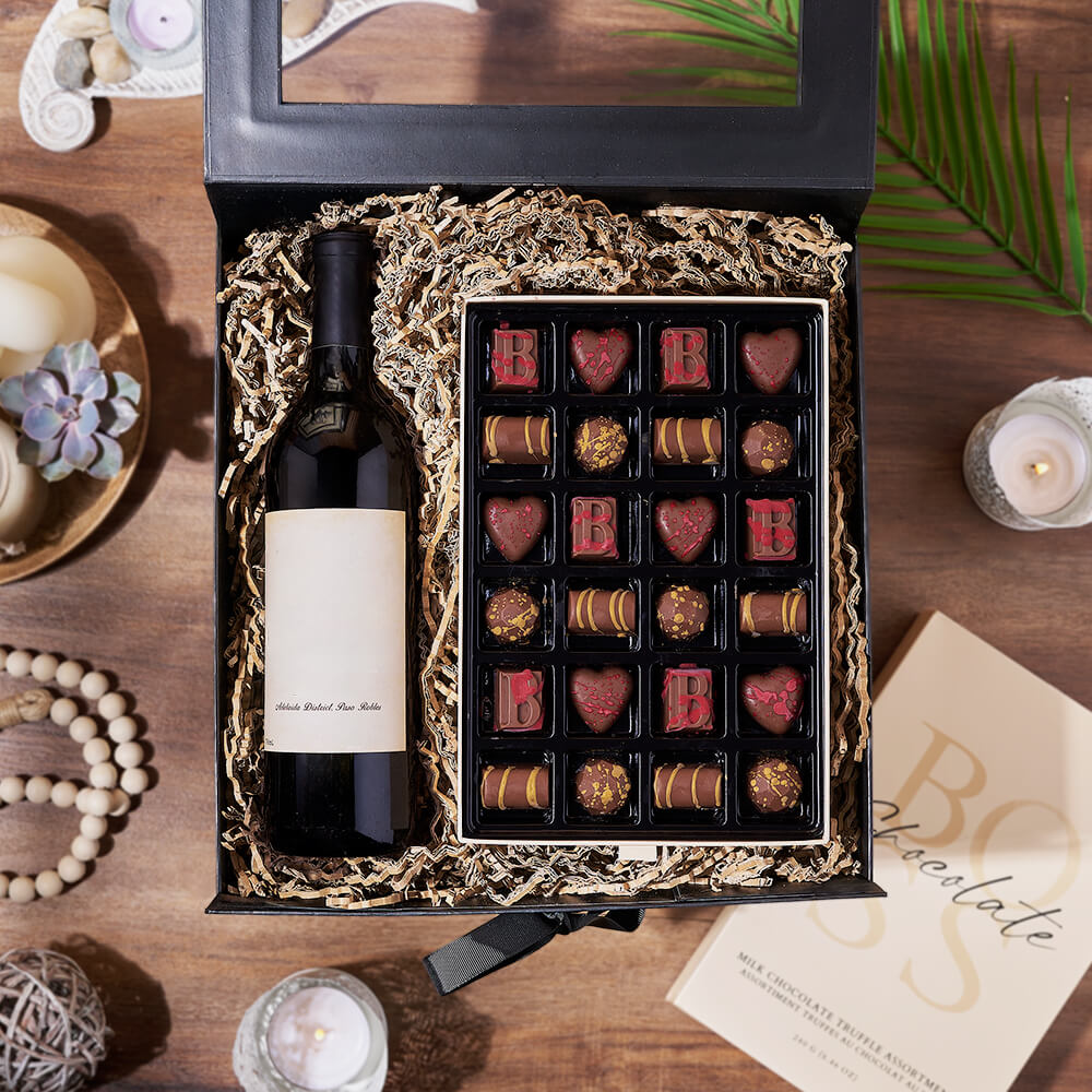 Celebration Wine with Truffles Gift – how the gift is presented