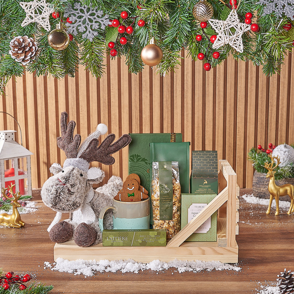 Holiday Coffee and White Chocolate Sleigh – how the gift is presented
