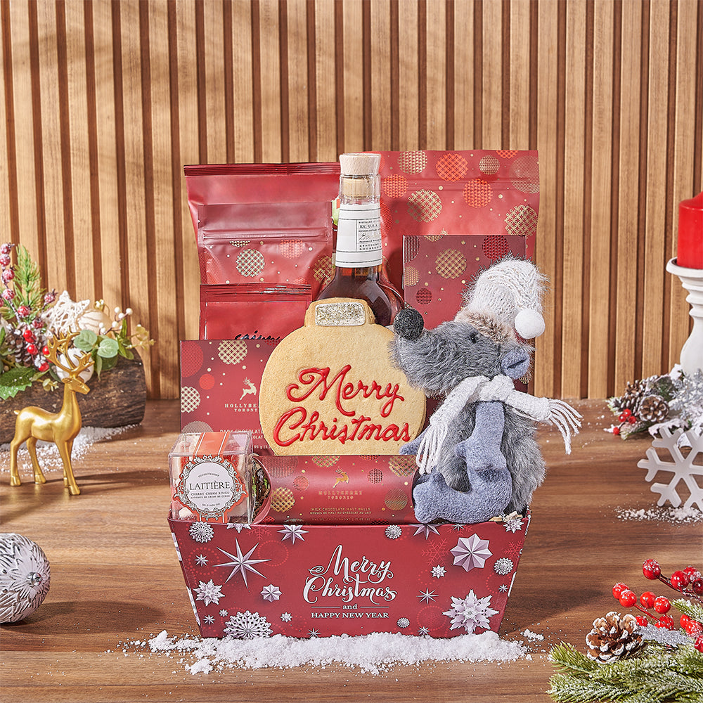 Whiskey Gift Set with Seasonal Snacks – how the gift is presented