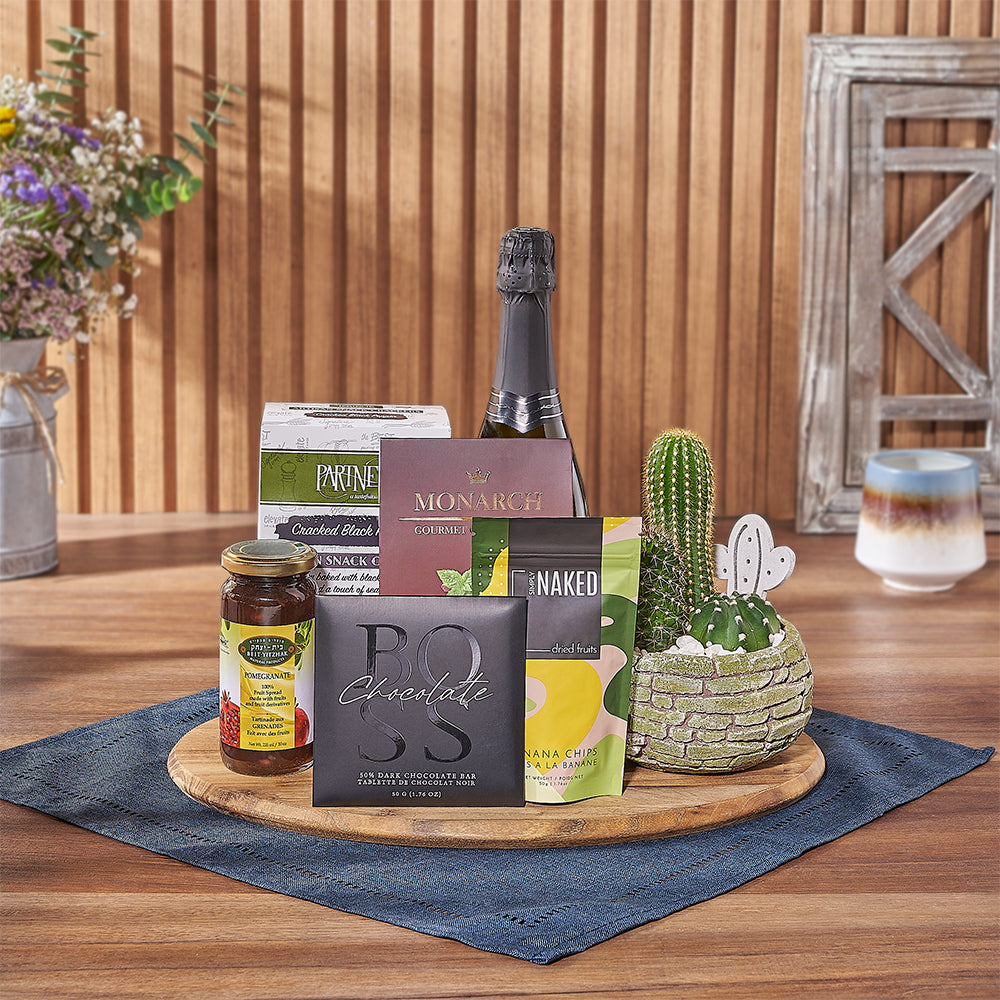 Kosher Celebration &amp; Cacti Gift from  Rhode Island Baskets - Champagne Gift Basket - Rhode Island Delivery
