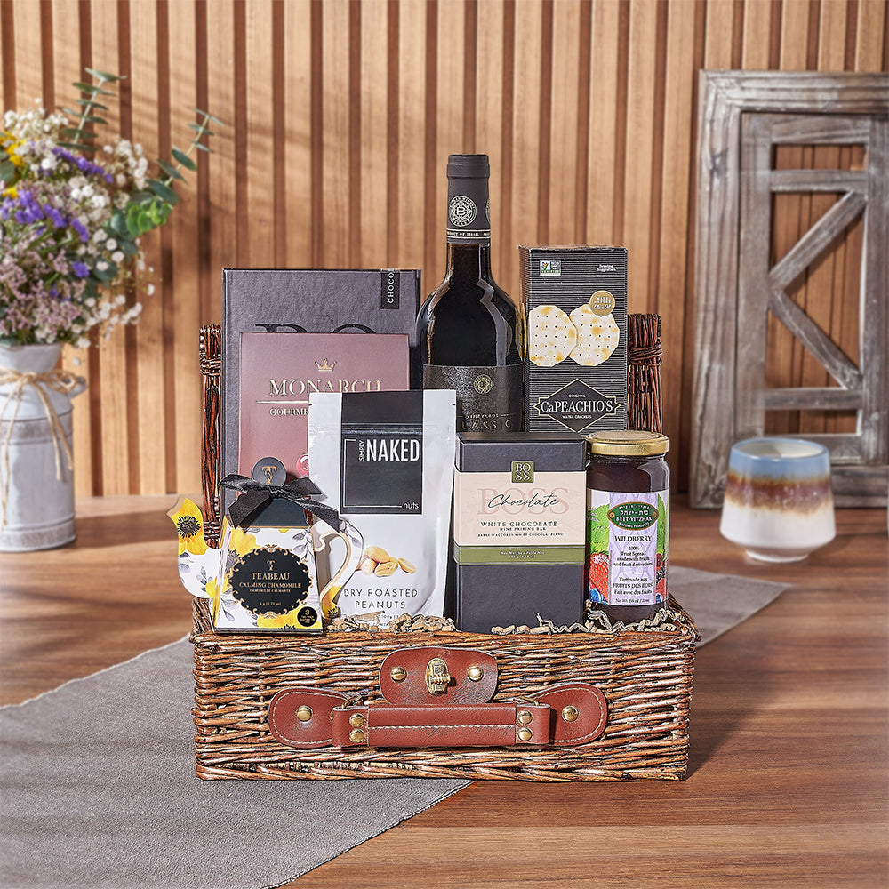 Kosher Wine &amp; Snacks Basket from New Hampshire Baskets - Wine Gift Set - Rhode Island Delivery