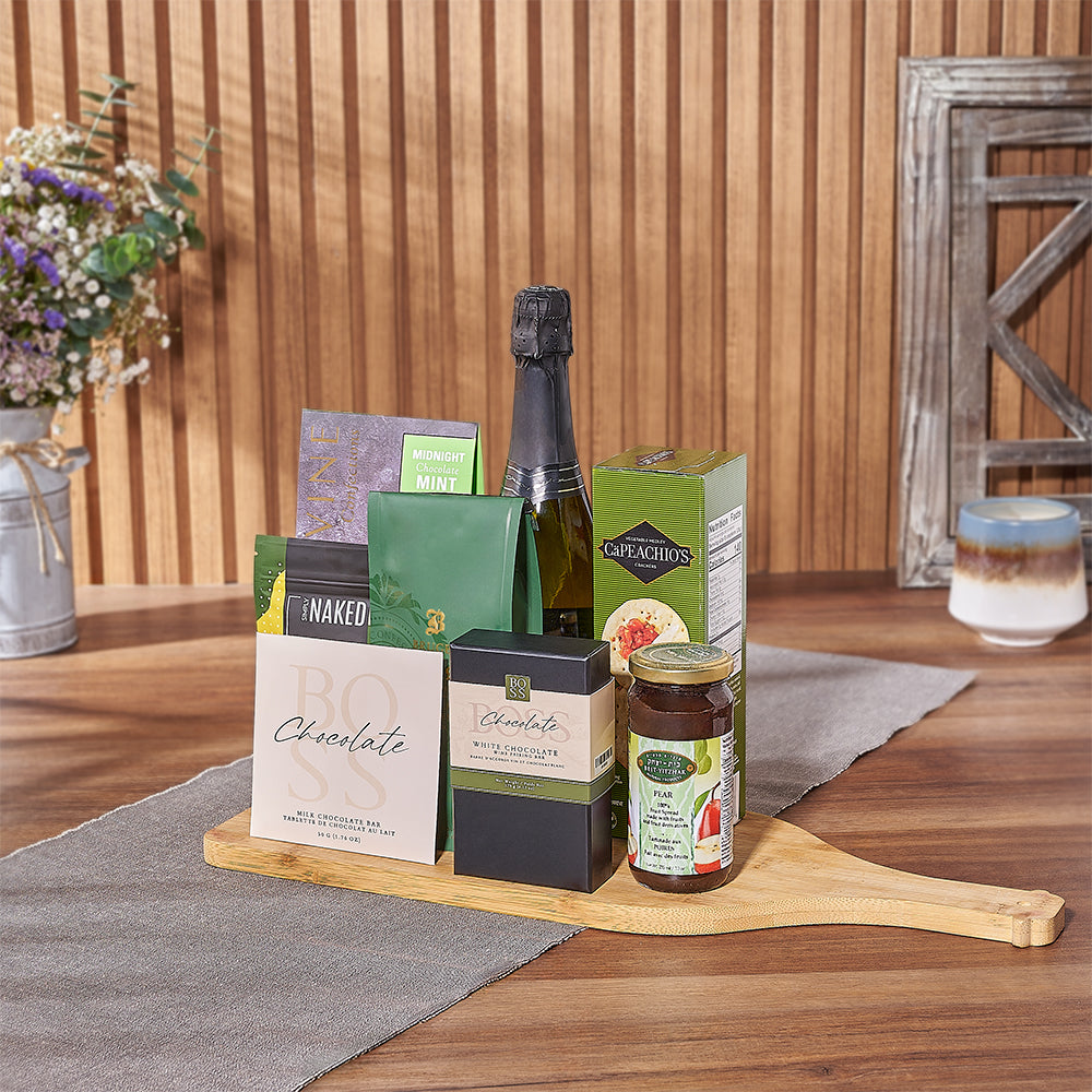 Kosher Champagne &amp; Snacks Gift Basket from Rhode Island Baskets - Champagne Gift Set - Rhode Island Delivery
