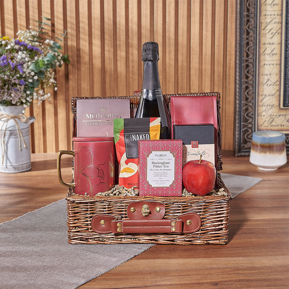 Kosher Champagne &amp; Treats Basket from Rhode Island Baskets - Champagne Gift Set - Rhode Island Delivery