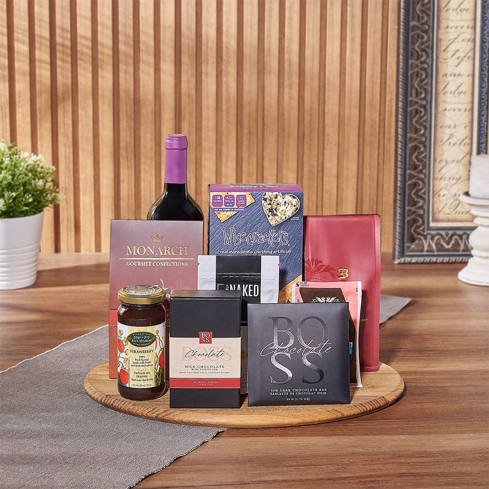 Kosher Wine &amp; Snack Board from Rhode Island Baskets - Wine Gift Basket - Rhode Island Delivery