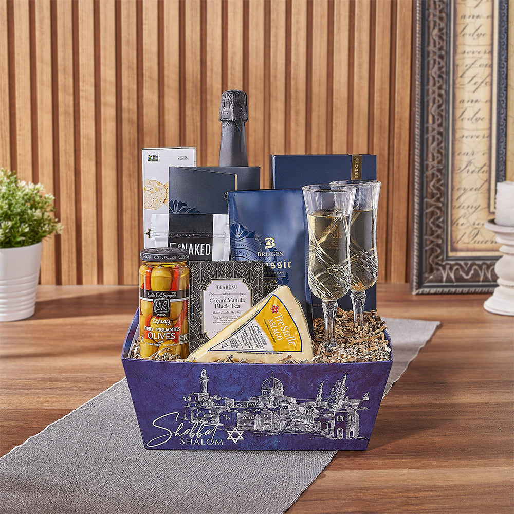 Kosher Champagne &amp; Cheese Basket from Rhode Island Baskets - Champagne Gift Set - Rhode Island Delivery