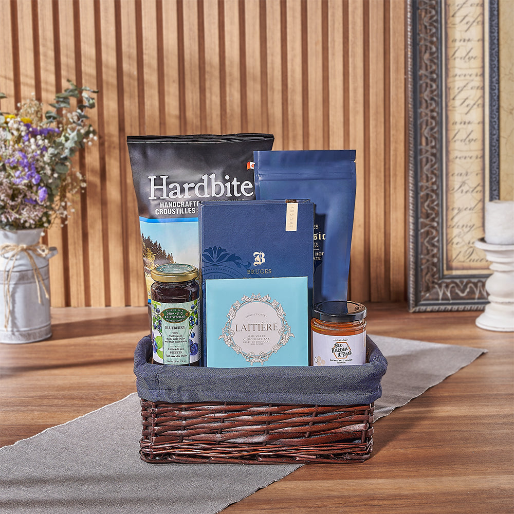 Kosher Hanukkah Basket Blue – how the gift is presented