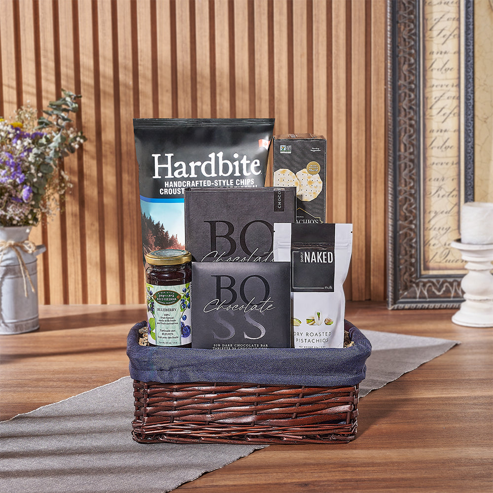 Kosher Hanukkah Snack Basket Gift – how the gift is presented