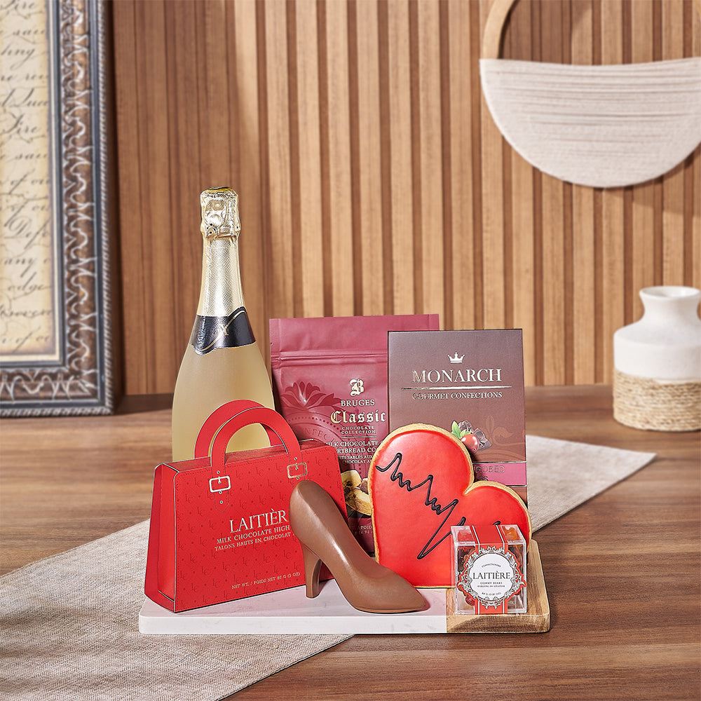 Bubbly &amp; Sweet Valentine's Gift Basket, treat your better half to a delicious treat - Rhode Island Delivery