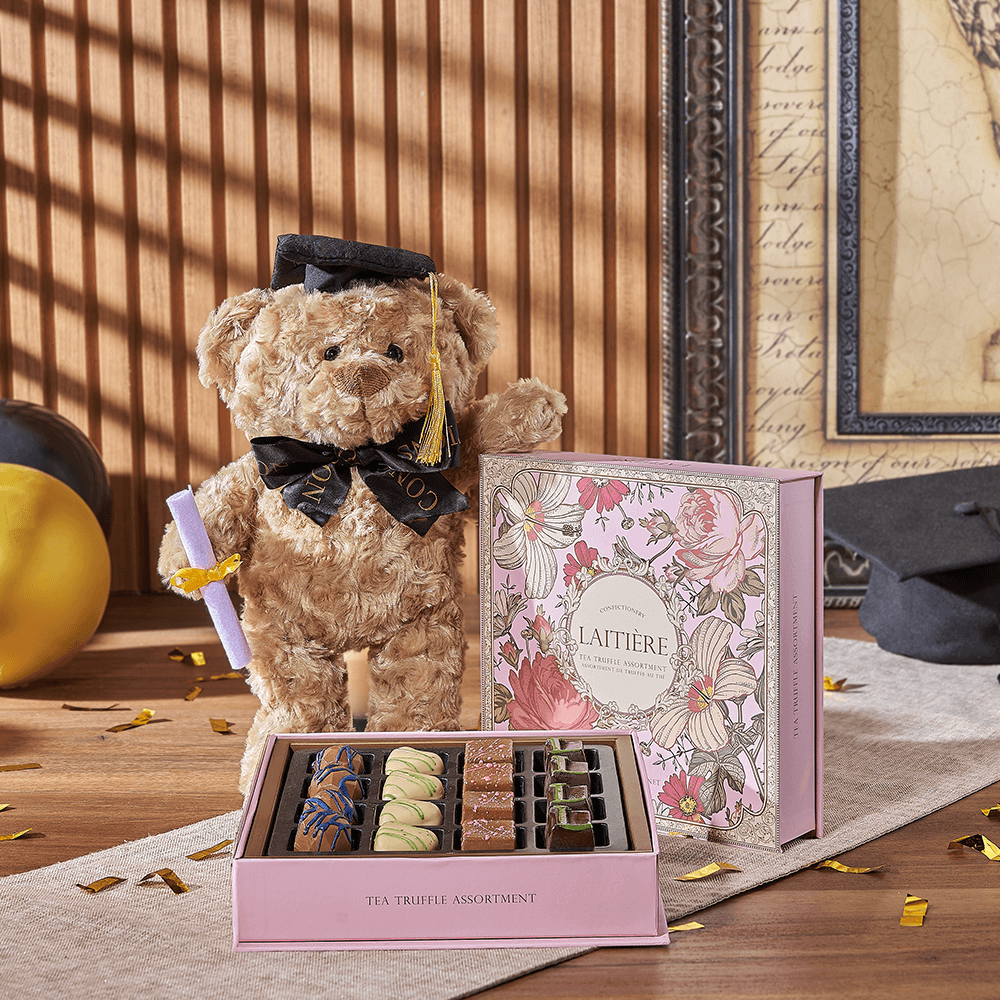 Indulgent Graduation Gift Set, graduation gift, graduation, chocolate gift, chocolate, plush gift, plush, Rhode Island delivery