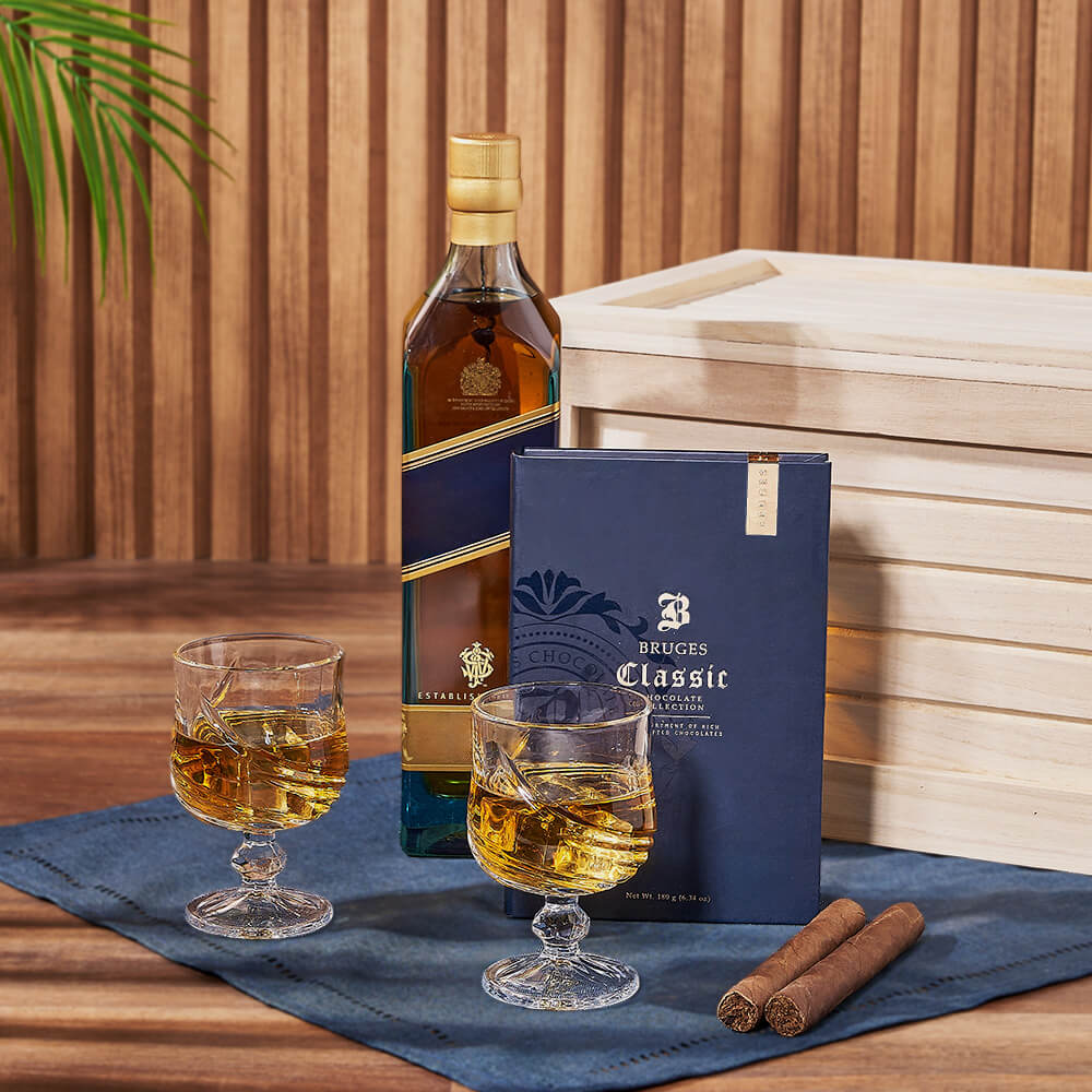 Liquor Gift Crate with Glasses – how the gift is presented