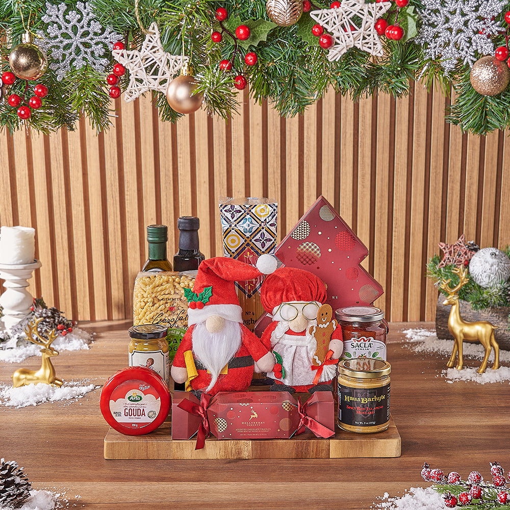 Festive Italian Gourmet Gift Basket – how the gift is presented