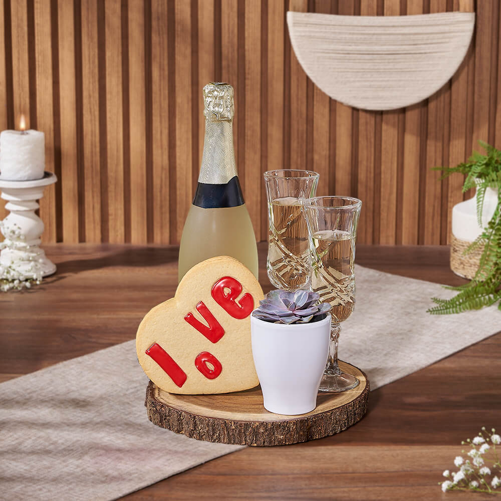 Sparkling Wine Gift with Succulent – how the gift is presented