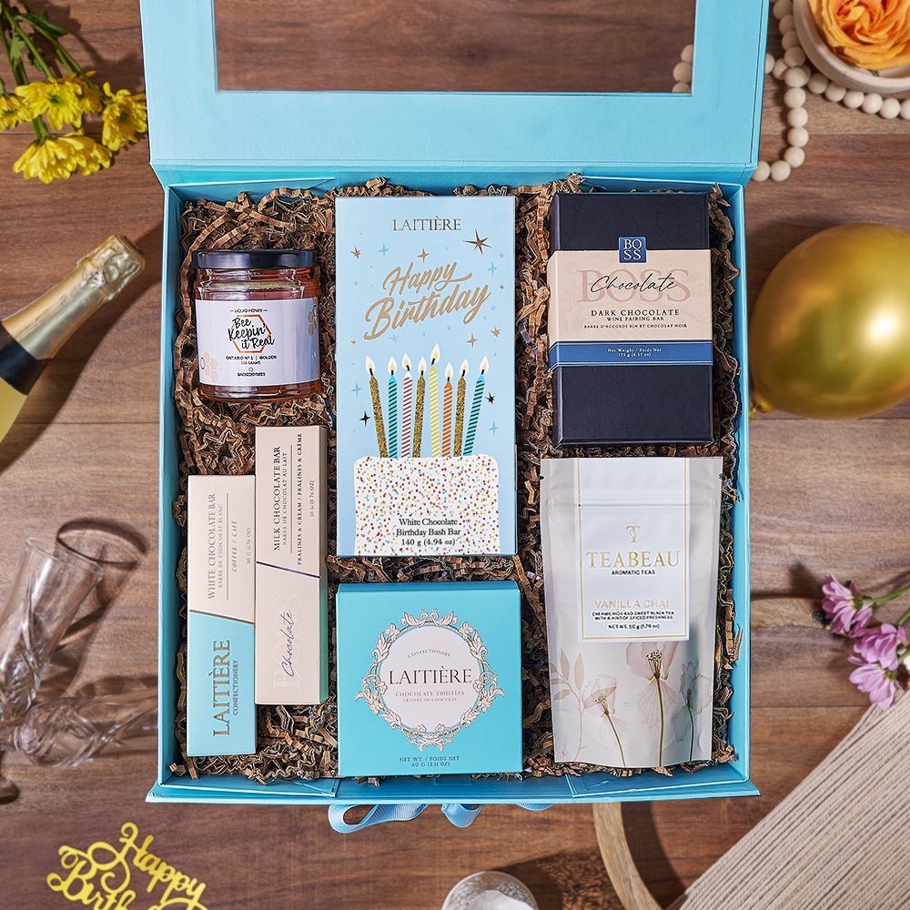 Birthday Chocolate &amp; Chai Gift Box, chocolate gift, chocolate, birthday gift, birthday, tea gift, tea, Rhode Island delivery
