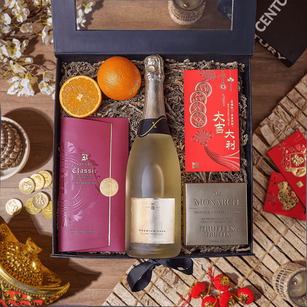 Champagne Chinese New Year Gift Box, chinese new year gift, chinese new year, lunar new year gift, lunar new year, champagne gift, champagne, sparkling wine gift, sparkling wine, Rhode Island delivery