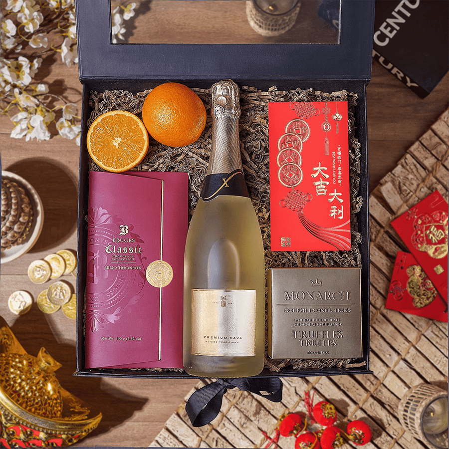 Champagne Chinese New Year Gift Box, chinese new year gift, chinese new year, lunar new year gift, lunar new year, champagne gift, champagne, sparkling wine gift, sparkling wine, Rhode Island delivery