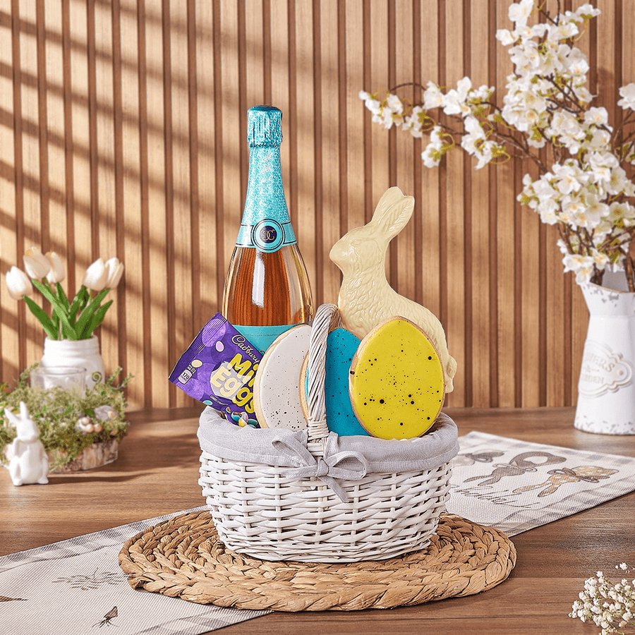 Champagne Easter Basket, easter gift, easter, champagne gift, champagne, sparkling wine gift, sparkling wine, chocolate gift, chocolate, Rhode Island delivery