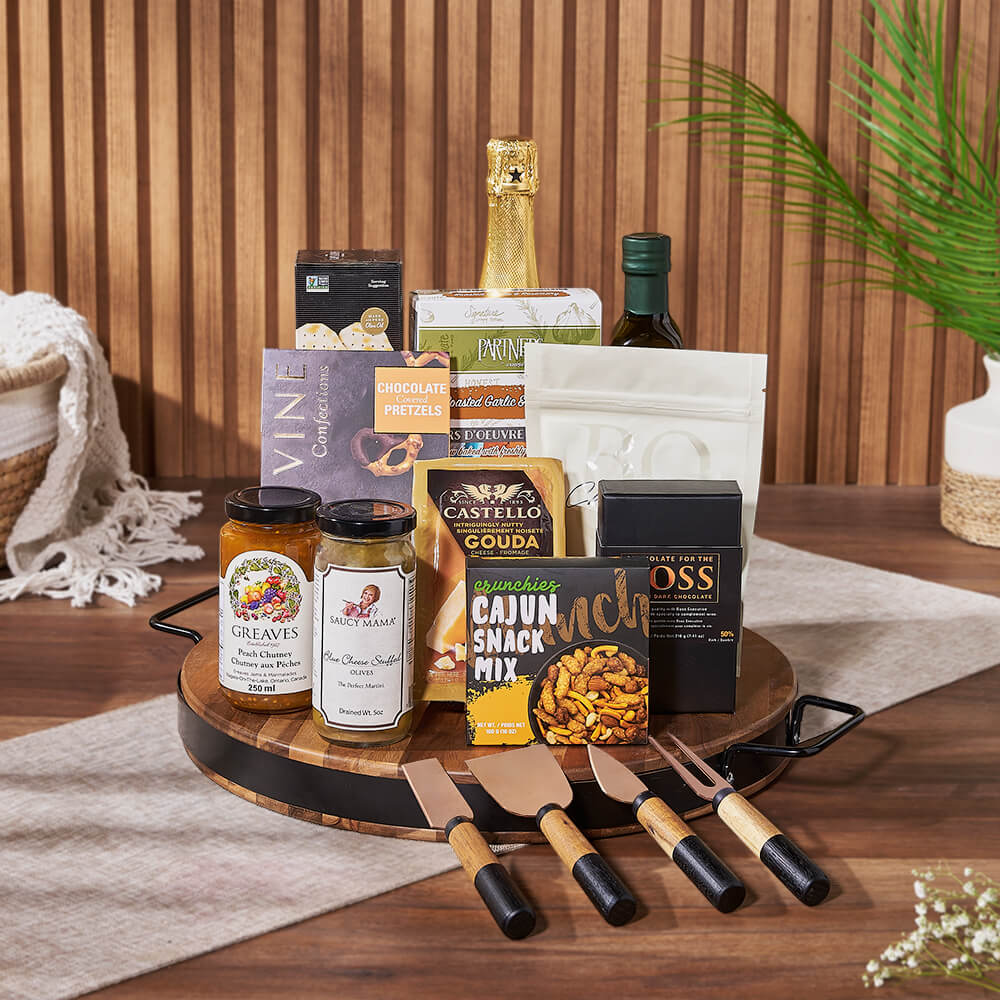 Champagne &amp; Cheese Platter Gift Set, champagne gift, champagne, sparkling wine gift, sparkling wine, cheese board gift, cheese board, Rhode Island Baskets