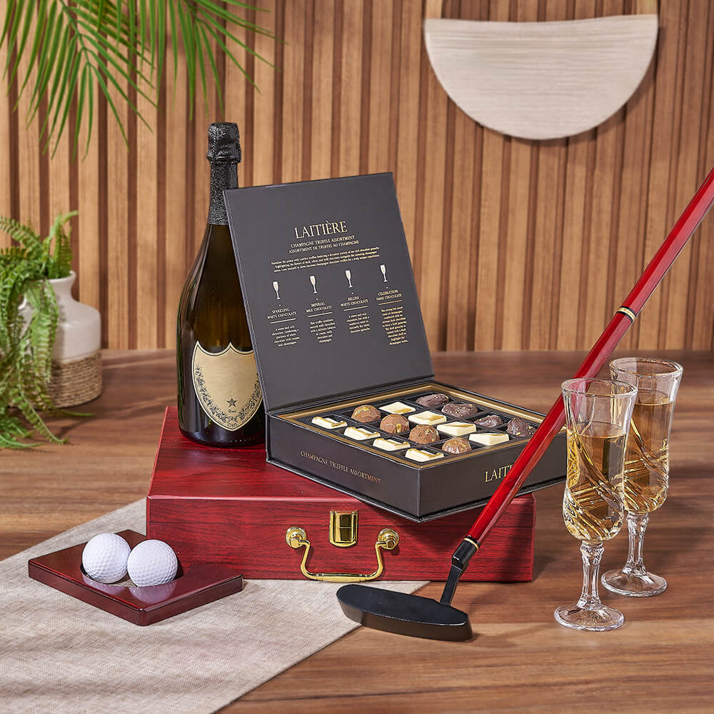 Champagne &amp; Golf Practice Set from Rhode Island Baskets - Champagne Gift Basket - Rhode Island Delivery