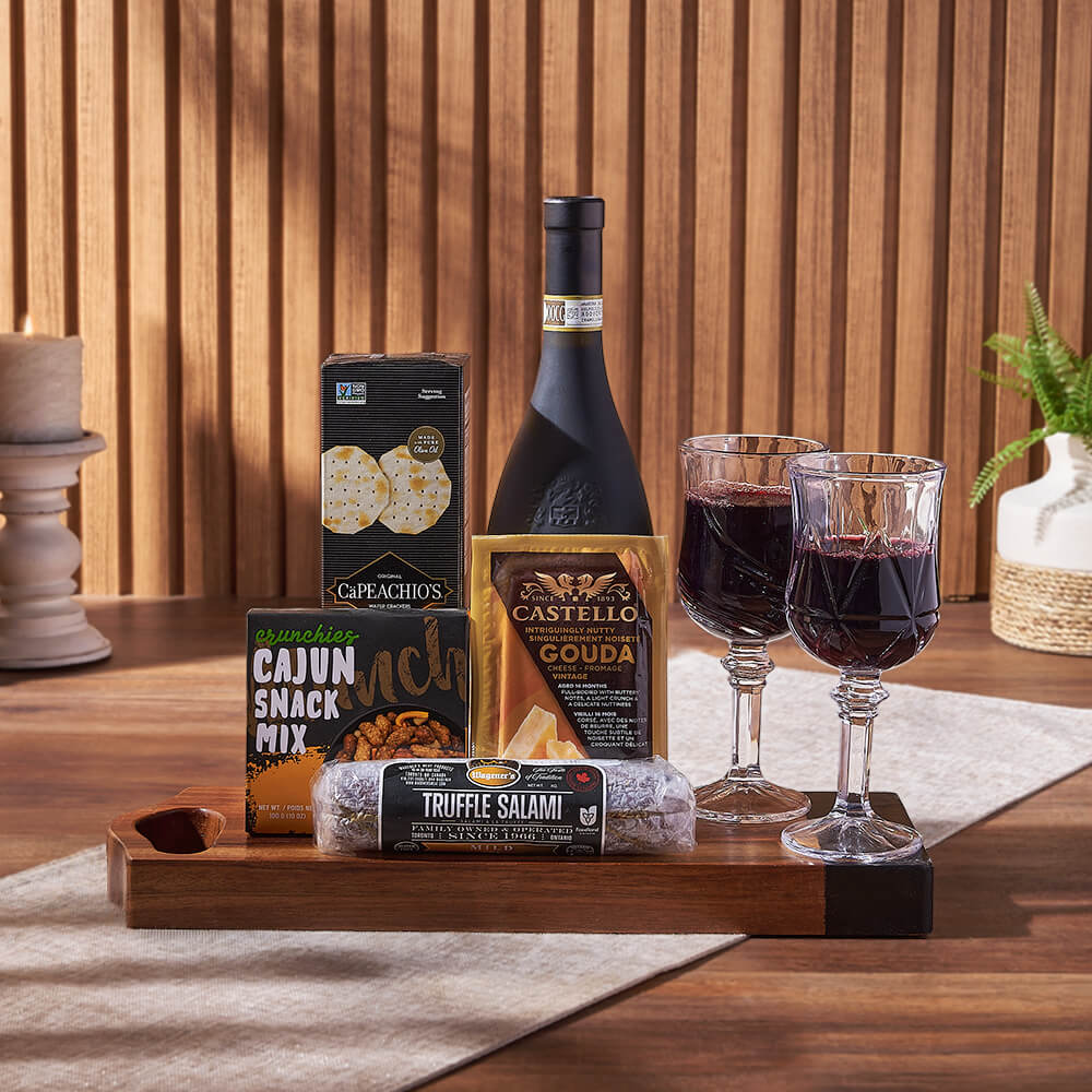 Charcuterie &amp; Wine Gift Basket, wine gift, wine, cheese gift, cheese, charcuterie gift, charcuterie, Rhode Island delivery