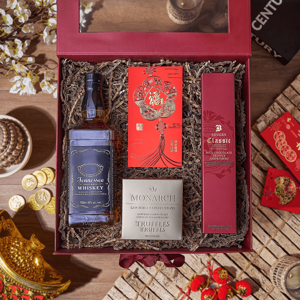 Chinese New Year Spirits & Chocolate Box, chinese new year gift, chinese new year, lunar new year gift, lunar new year, liquor gift, liquor, Rhode Island delivery