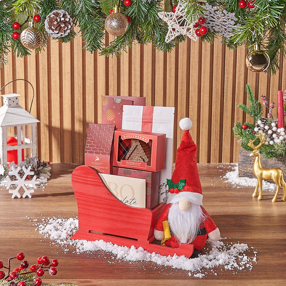 Chocolate Truffles &amp; Christmas Sleigh Basket, christmas gift, christmas, chocolate gift, chocolate, Rhode Island delivery