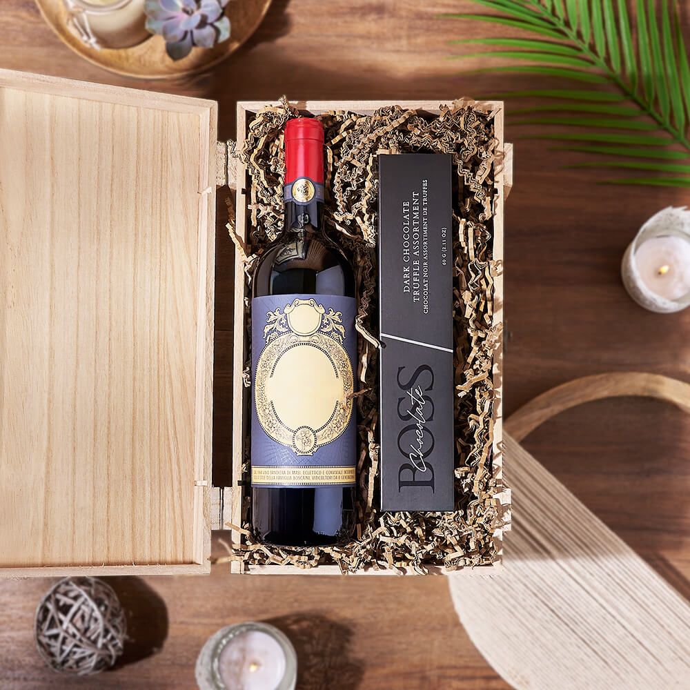 Chocolate &amp; Wine Gourmet Gift Basket, wine gift, wine, chocolate gift, chocolate, Rhode Island delivery