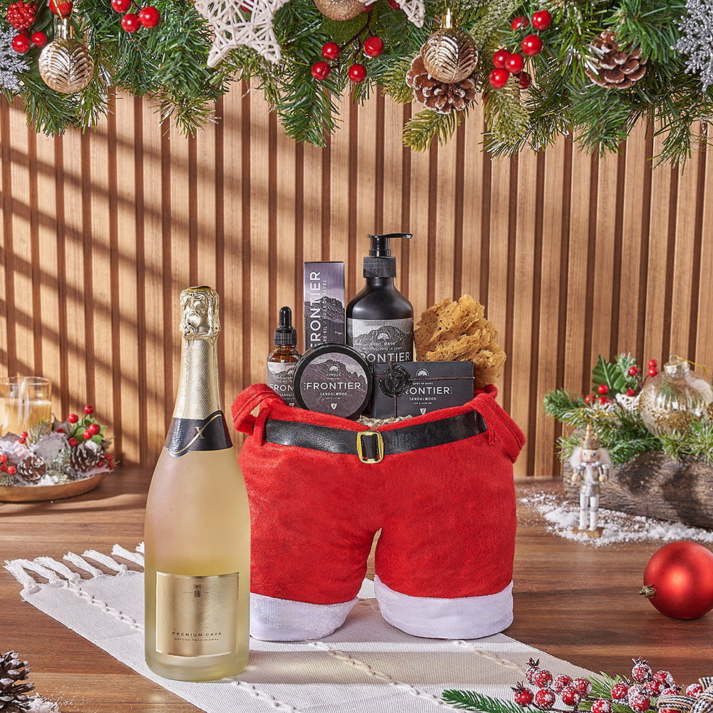Christmas Champagne &amp; Spa Gift Bag, Christmas gift, Christmas, champagne gift, champagne, sparkling wine gift, sparkling wine, spa gift, spa, men's spa gift, men's spa, Rhode Island delivery