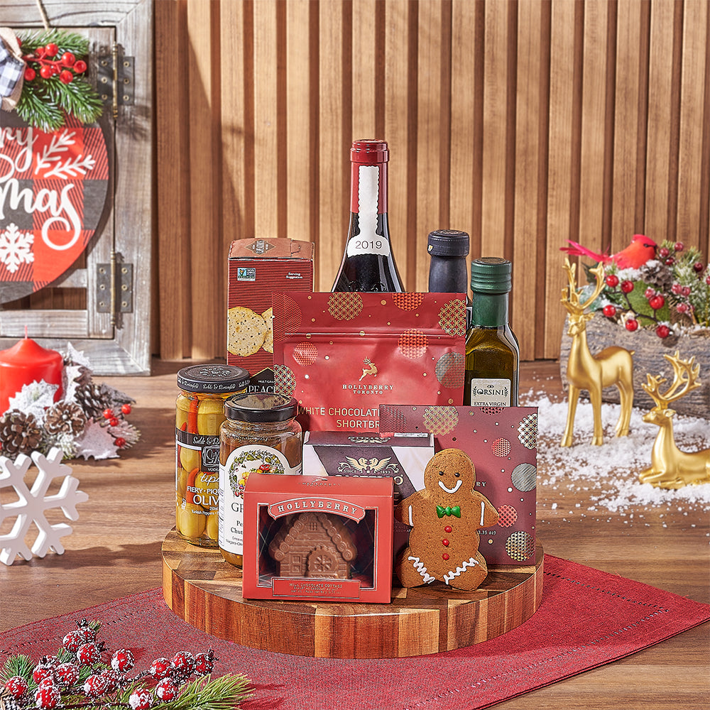 Christmas Chocolate &amp; Wine Gift Board from Rhode Island Baskets - Wine Gift Basket - Rhode Island Delivery