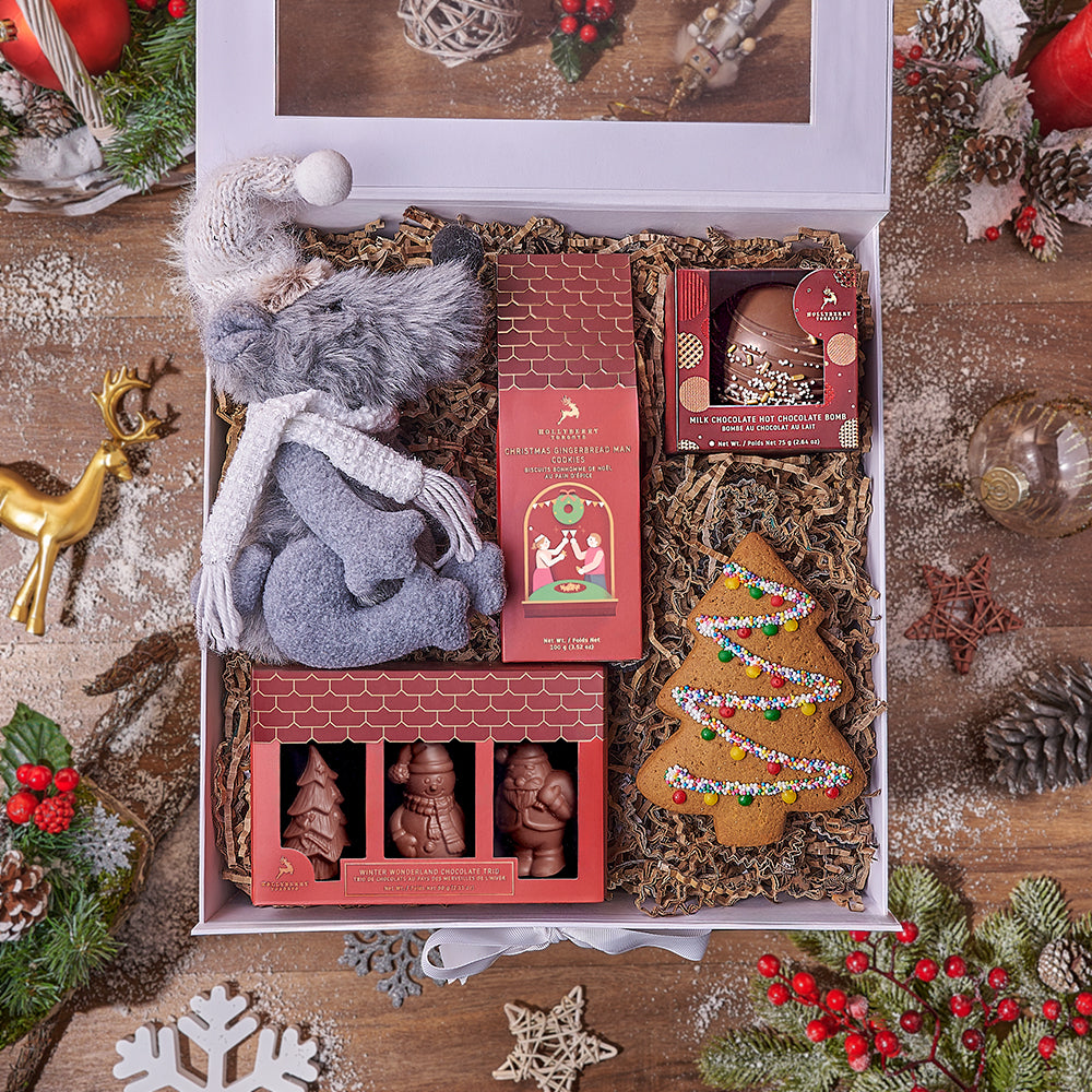 Christmas Hot Cocoa &amp; Treats Basket, christmas gift, christmas, chocolate gift, chocolate, cookie gift, cookie, Rhode Island delivery
