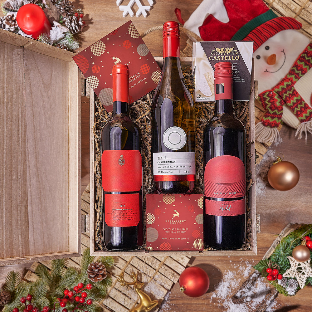 Triple Wine Christmas Box – how the gift is presented