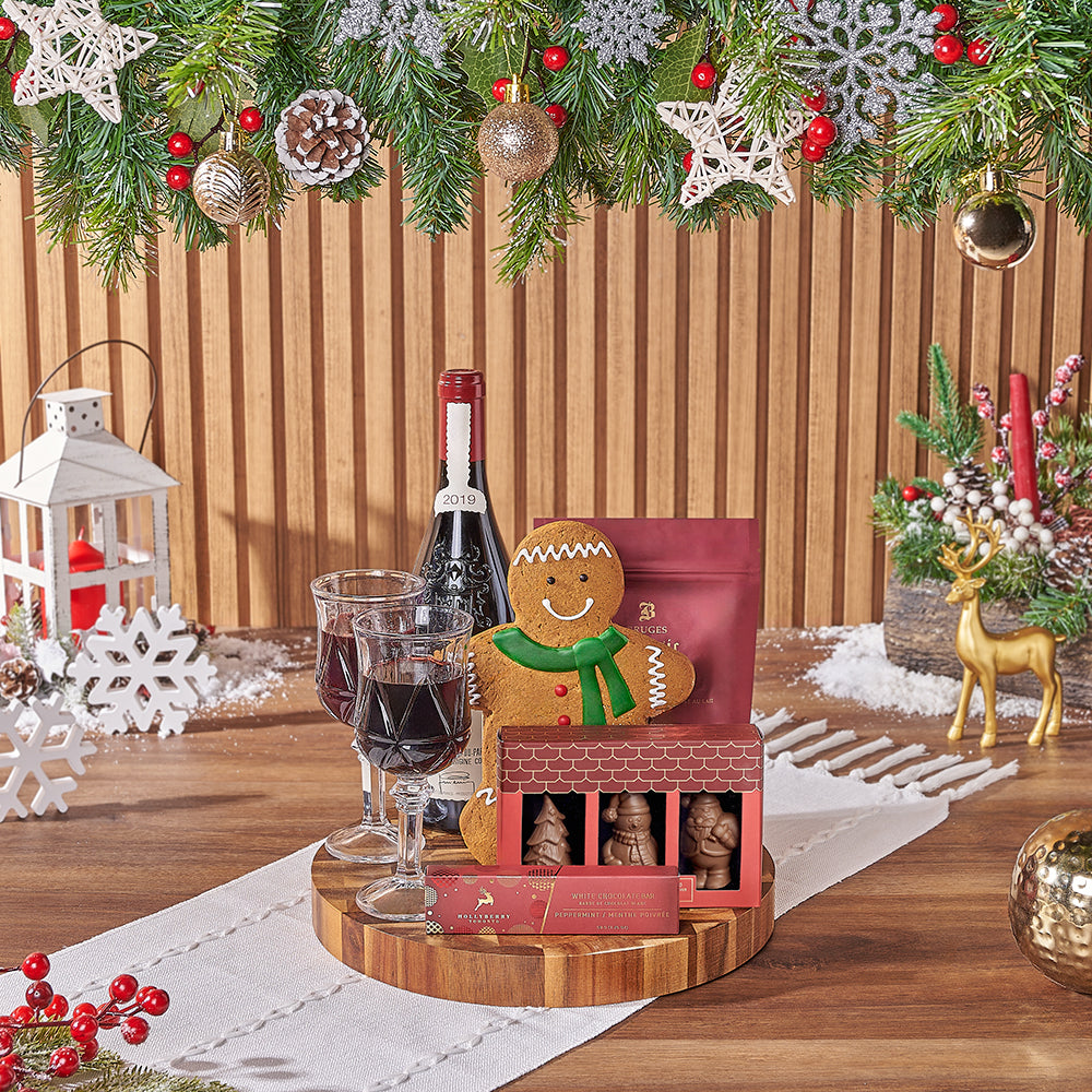 Christmas Wine &amp; Cookie Board, christmas gift, christmas, wine gift, wine, cookie gift, cookie, chocolate gift, chocolate, Rhode Island delivery
