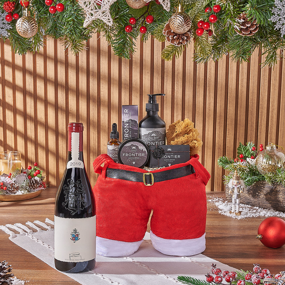Christmas Wine &amp; Spa Gift Bag, wine gift, wine, spa gift, spa, men's spa gift, men's spa, Christmas gift, Christmas, Rhode Island delivery