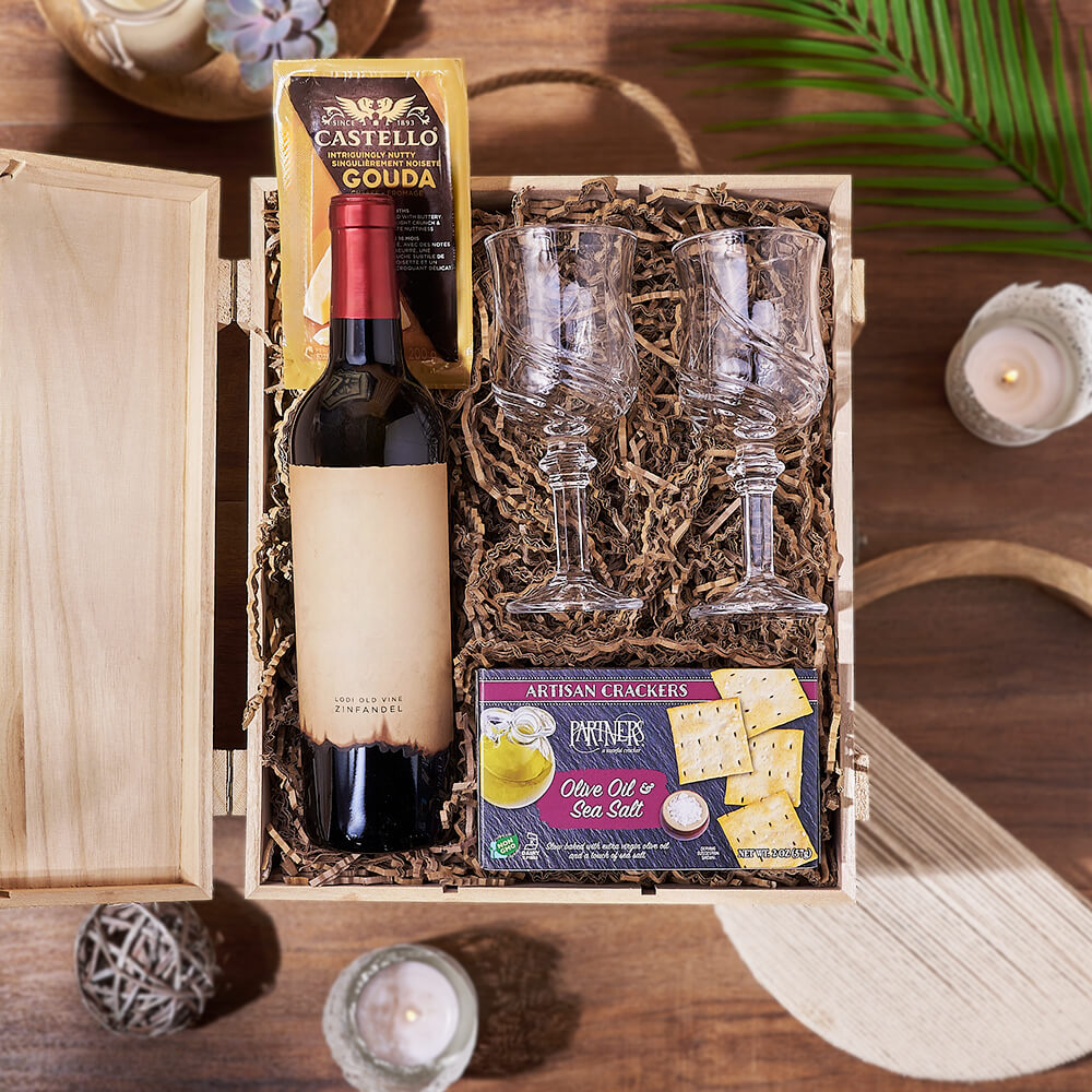 Classic Wine &amp; Cheese Crate, wine gift, wine, cheese gift, cheese, Rhode Island delivery