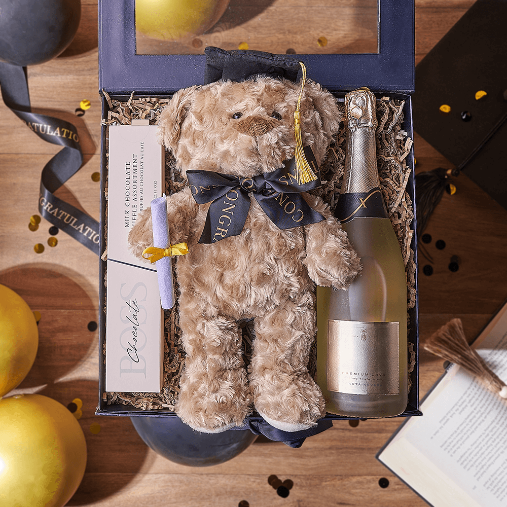 Sparkling Wine Graduation Gift Box, Rhode Island – how the gift is presented