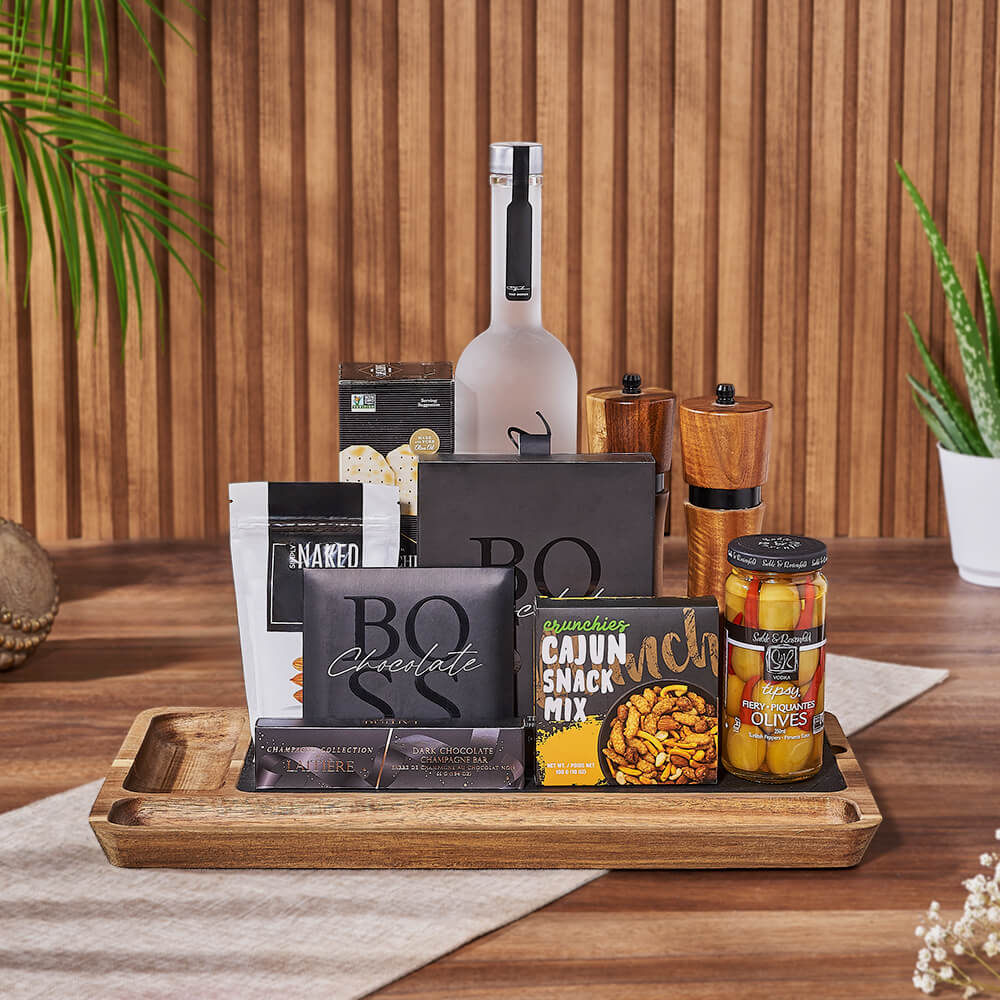 Salt and Pepper Vodka Gift Basket – how the gift is presented
