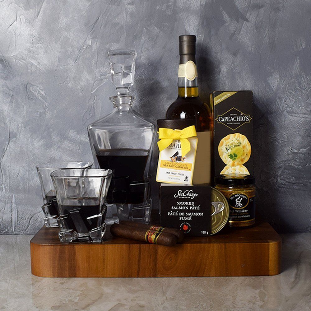 Deluxe Decanter Basket from Rhode Island Baskets - Liquor Gift Set - Rhode Island Delivery