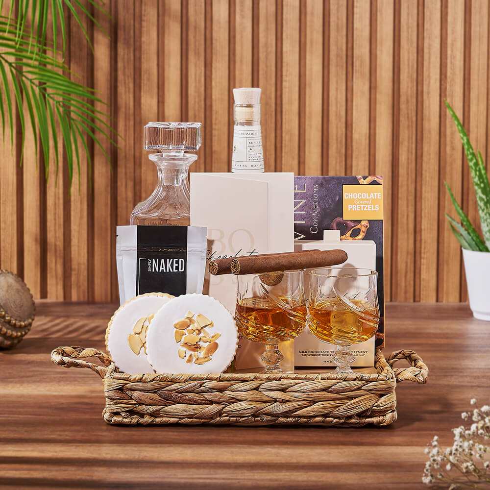 Deluxe Liquor &amp; Decanter Gift Set, liquor gift, liquor, cigar gift, cigar, decanter gift, decanter, Rhode Island delivery