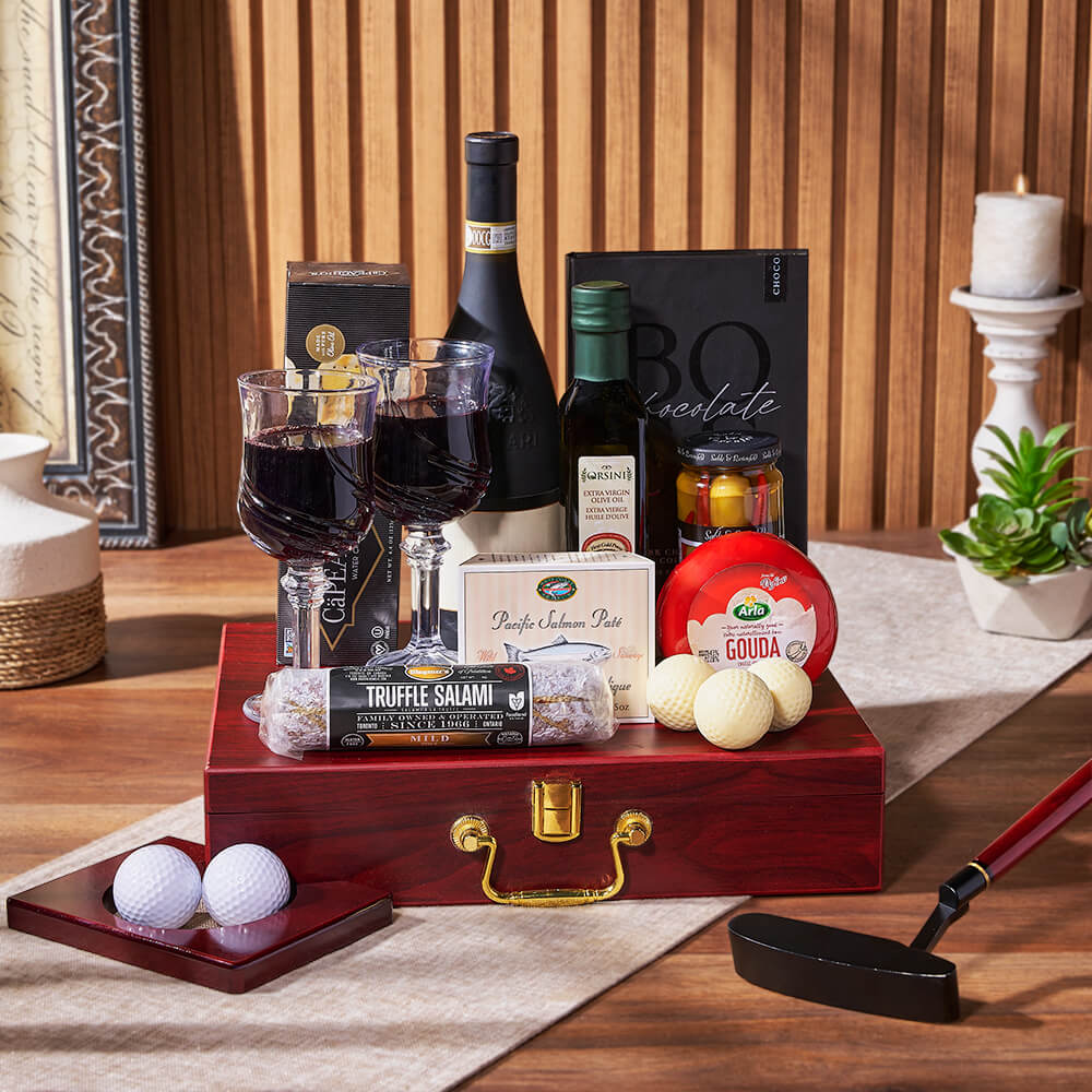 Deluxe Wine &amp; Golfing Snack Set, wine gift, wine, charcuterie gift, charcuterie, seafood gift, seafood, golf gift, golf, Rhode Island delivery