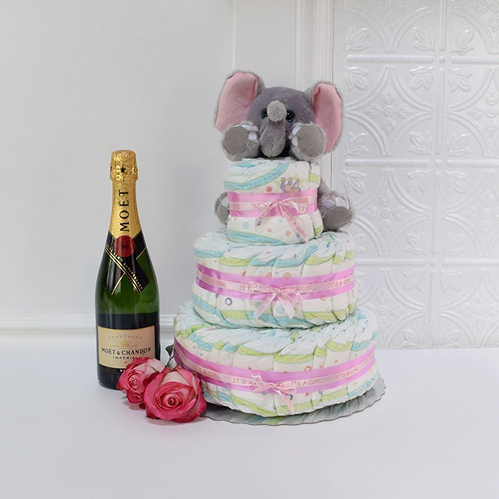 Champagne and Plush Toy Basket – how the gift is presented
